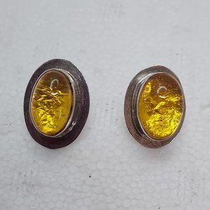 Oval Yellow Sterling .950  earrings